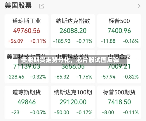 美股期货走势分化,芯片股试图反弹
